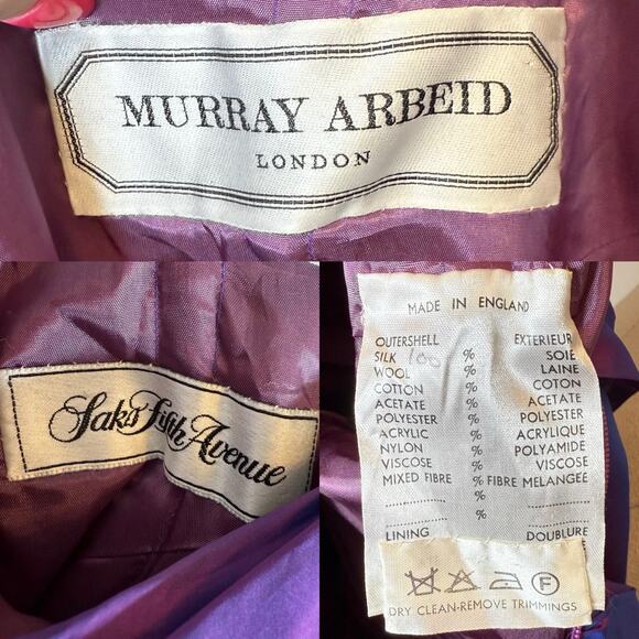 Murray Arbeid Vintage Silk Taffeta One Shoulder Midi Dress Purple size Small - Picture 8 of 10